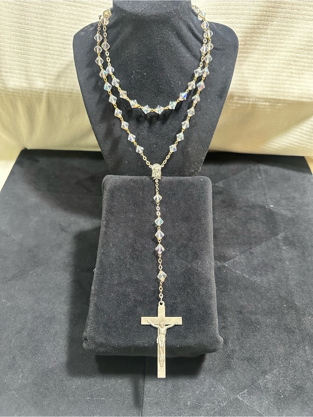 Vtg: Glass Aurora Borealis Rosary ••Catholic